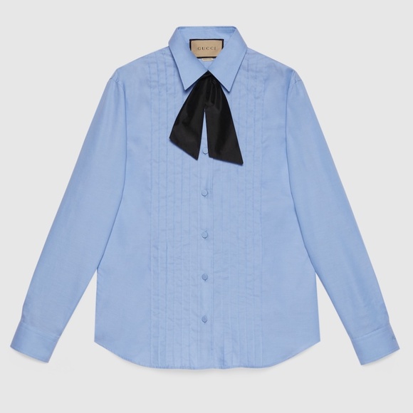 gucci blue dress shirt Gucci Adidas x Gucci Striped Cotton Shirt Blue